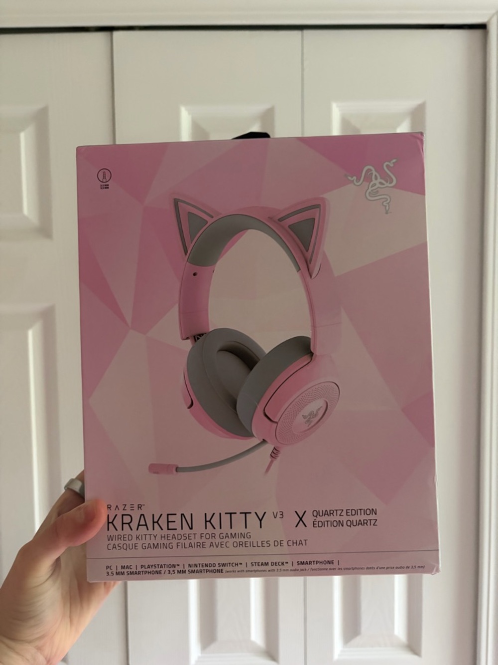 Razer Kraken Kitty V3 Quartz Edition - Pink and Gray Gaming Headset